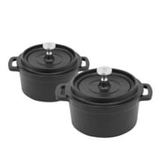 Mini Cocotte 8 oz Mini Dutch Oven 0.25 qt. Cast Iron Garlic Roaster for Oven Garlic Confit Pot Ramekins with Lids Oven Safe Set of 2, Black